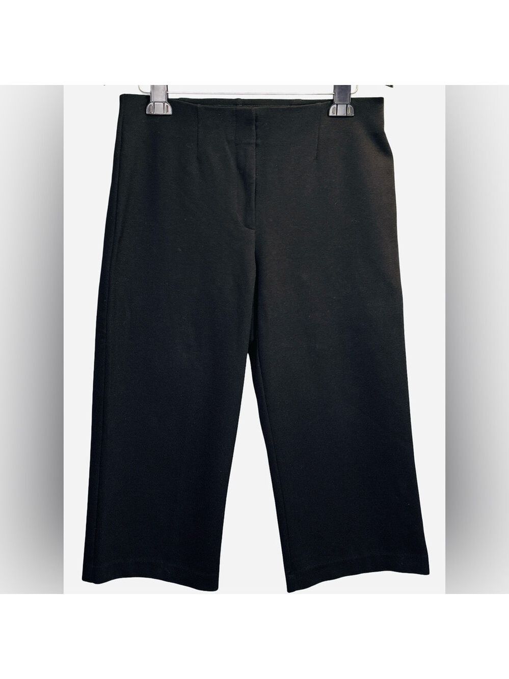 Chico's Elegant Black Ponte Wide Leg Cropped Trousers .05/Size 6